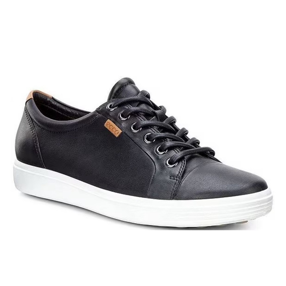 ECCO Soft 7 Black Leather‎ Lace Up Sneakers Women's Size 39
